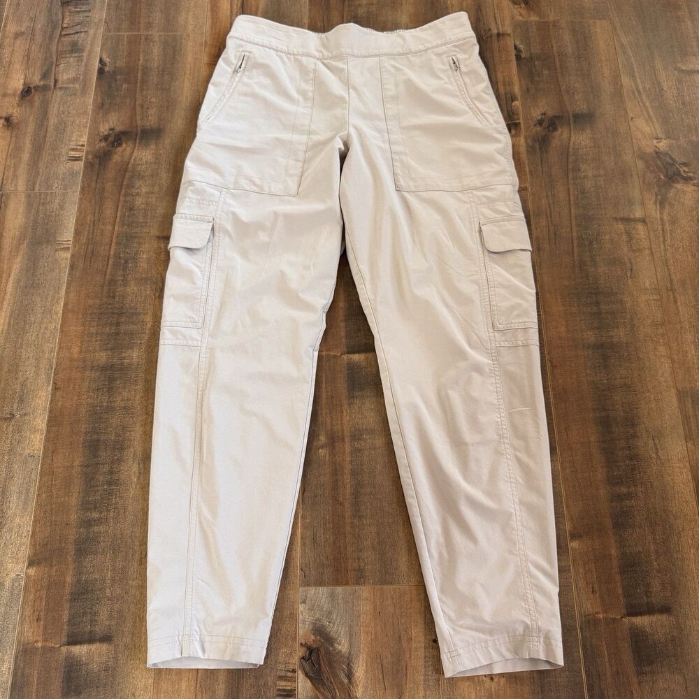 Athleta Chelsea Cargo Lined Pants Beige Khaki Sz 10 Travel Utility Comfort